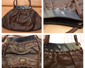 Original Vintage leather bag, handbag, 60s, brown
