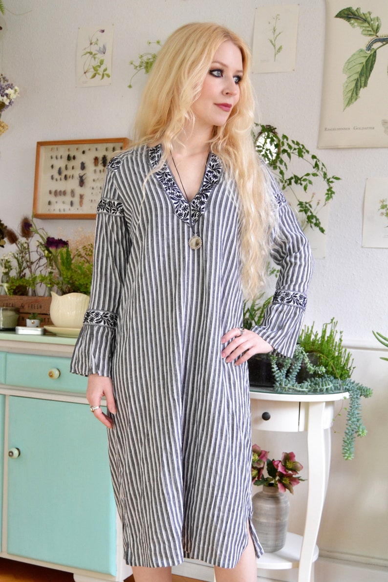 Tunic Original Vintage Dress XS black and white stripes size 34