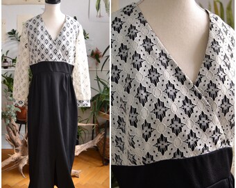 Original Vintage Black White Dress, 1950, excellent condition, size S, EU 36/38