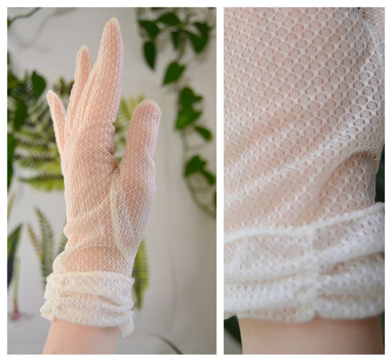 Original 60s Vintage pair of long white gloves, W… - image 1