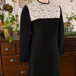 Original Vintage 1950 Rhinestones Dress, Black and White, Lace, size 36/38, size S Bild 2