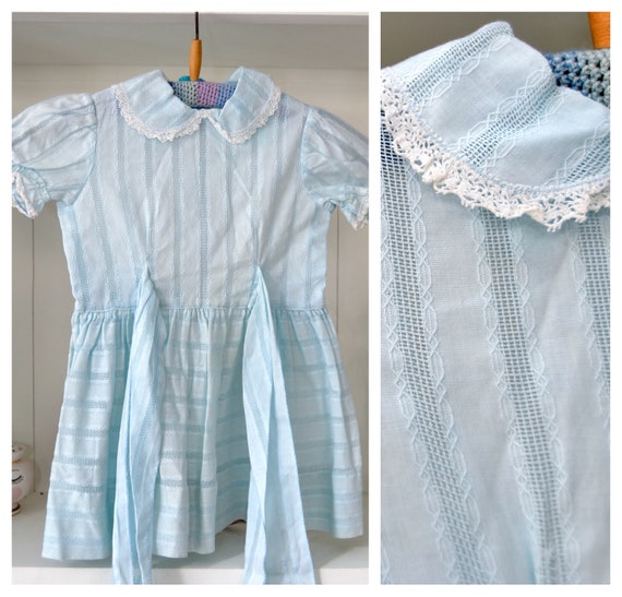 Original Vintage 1950 Baby Dress, light blue, mad… - image 2