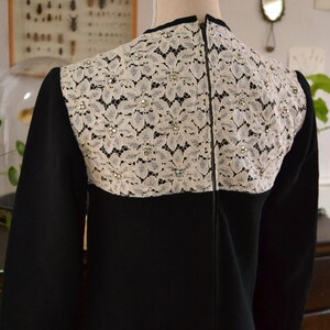 Original Vintage 1950 Rhinestones Dress, Black and White, Lace, size 36/38, size S Bild 7