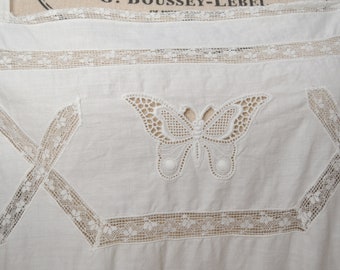 Original Vintage 1940 Undergarment, handmade Butterfly lace embroidery, size 44, L, Dress