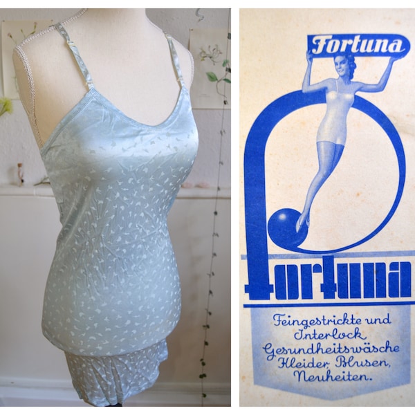 Original Vintage 1930s German Lingerie, Dessous Set, Fortuna from Bemberg, unworn, top and pants