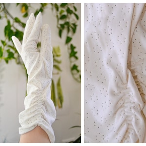 Original 60s Vintage pair of long white gloves, Wedding, bridal gloves, Cottagecore, Retro, Rockabilly, mod