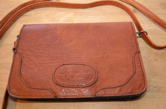 Original Vintage Italian Leather Bag Handbag 70s Brown Le Sac