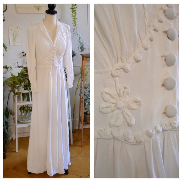 Robe de mariée vintage antique originale de 1930, fabriquée en Allemagne, XS | États-Unis 6 | Uk 8, 30s Robe de mariée