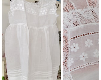 Original Vintage 1950 Baby Dress/ Christening Gown, White with Lace, made in Germany, kids size 80 children dress, 50s
