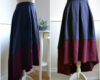 Vintage Skirt, 70s, dark blue and burgundy, XS, boho, Hippie