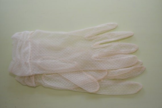 Original 60s Vintage pair of long white gloves, W… - image 6