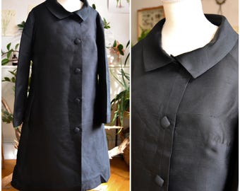 Original Vintage Silk Coat, Designer Raincoat, 1960, Roga Paris, size S-M