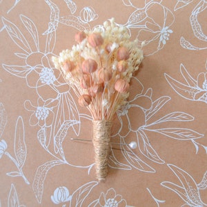 Boutonniere, Zomerweide Ik lichtroze, Pins, Gedroogde bloemen, Boho Bruiloft, Bruiloft, Revers bloem Bruidegom