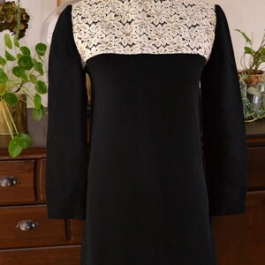 Original Vintage 1950 Rhinestones Dress, Black and White, Lace, size 36/38, size S Bild 6