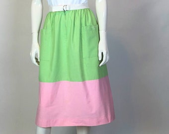 Vintage 70's Courreges Hyperbole Pastel Colorblock Belted Skirt