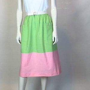 Vintage 70's Courreges Hyperbole Pastel Colorblock Belted Skirt image 1