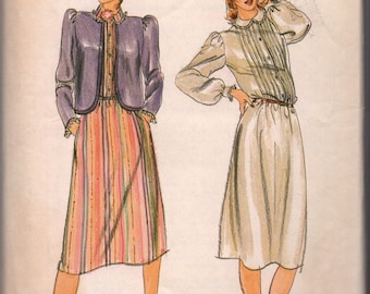 Vintage 80's Sewing Pattern: Butterick 3574  Dress and Jacket; size 12 circa 1981