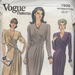 Vintage UNCUT 1990s Vogue Dress Sewing Pattern: 7939 sizes 6-8-10