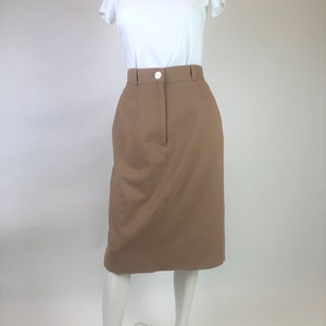 True Vintage 80&#39;s Perry Ellis Camel 100% Wool Lined Skirt size 12