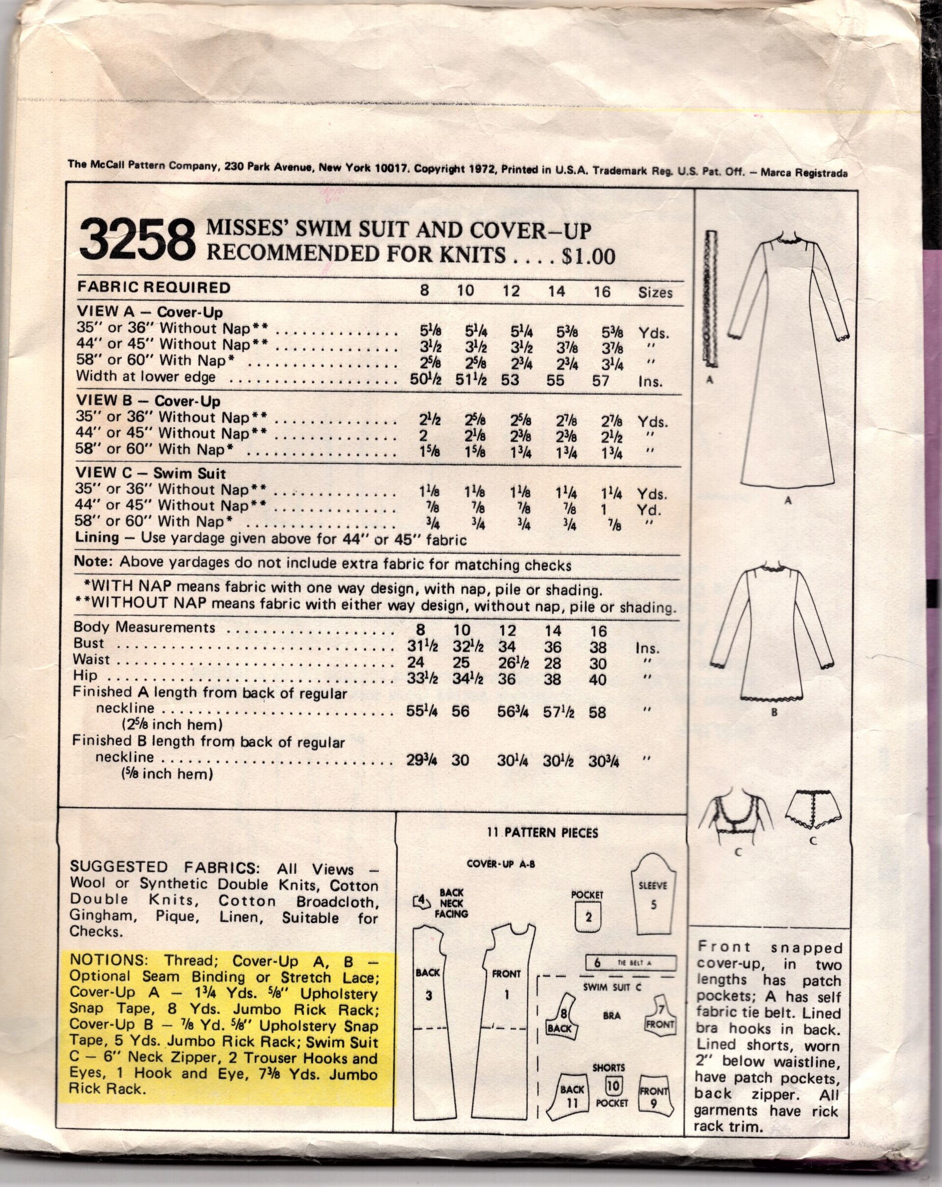 Vintage 70s Mccall's Pattern 3258: Bikini Swimsuit With - Etsy