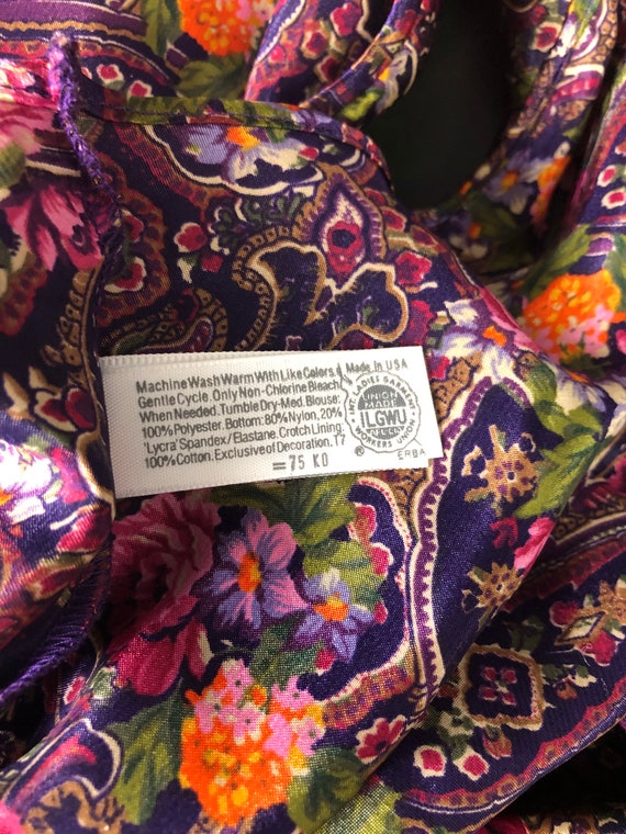 Vintage 90's Oscar de la Renta Purple Floral Fant… - image 7