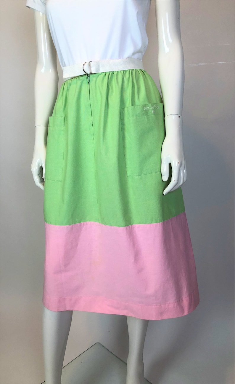 Vintage 70's Courreges Hyperbole Pastel Colorblock Belted Skirt image 2