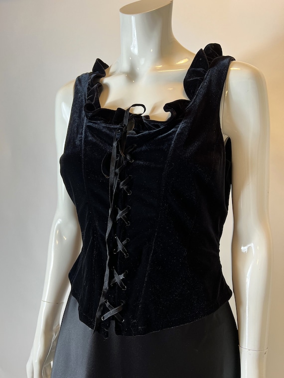 Vintage 90's Gothic Ren Late Faire Black Velvet Corset Dress Sz 10 