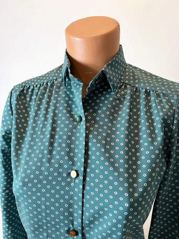 Vintage 70's LANVIN green silk blouse