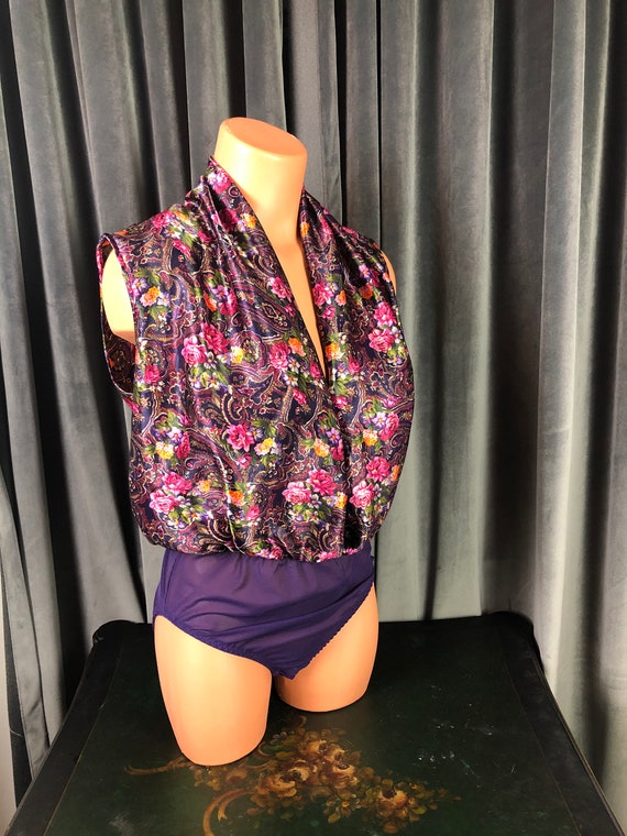 Vintage 90's Oscar de la Renta Purple Floral Fant… - image 3