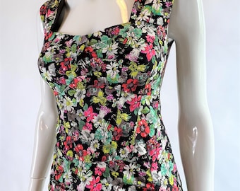 vintage 2000's Floral Bodycon Nanette Lepore Robe Y2K