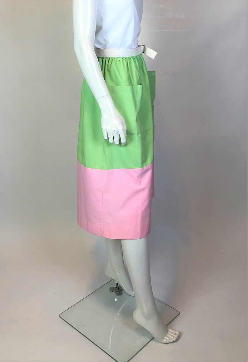 Vintage 70's Courreges Hyperbole Pastel Colorblock Belted Skirt image 3