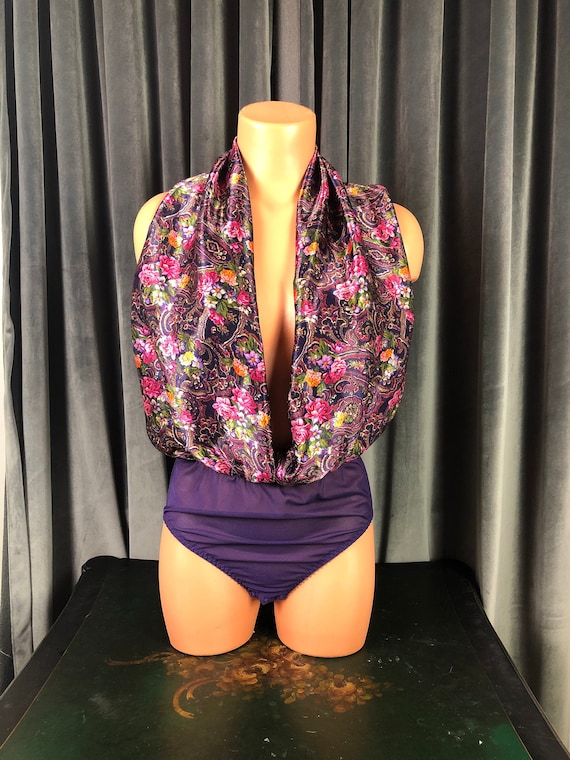 Vintage 90's Oscar de la Renta Purple Floral Fant… - image 1