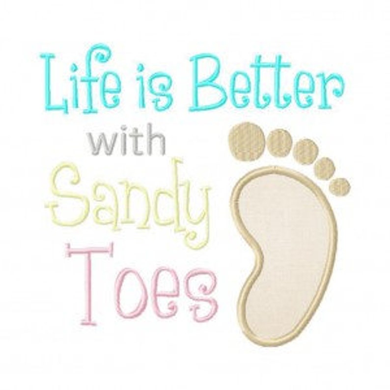 Sand in toes embroidery design beach embroidery design toes embroidery design