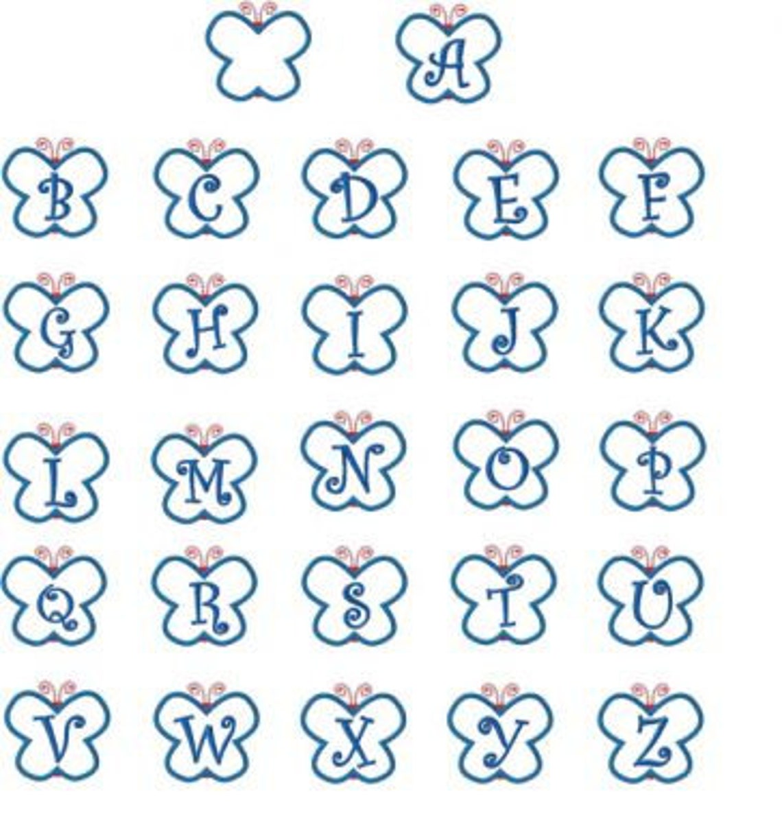 Butterfly Font Frame Alphabet Applique Machine Embroidery Font Etsy