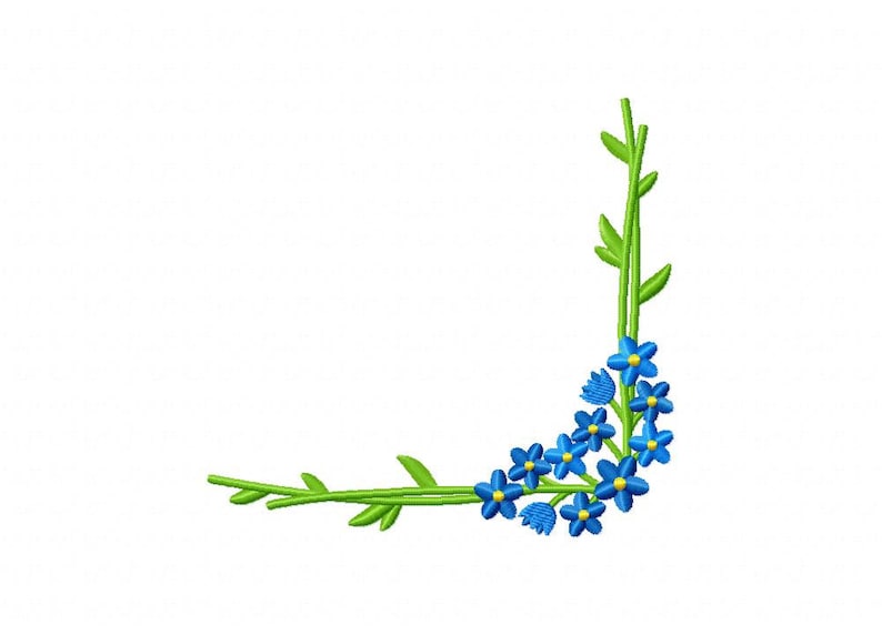 Me Not Flower Floral Corner Border Machine Embroidery Etsy