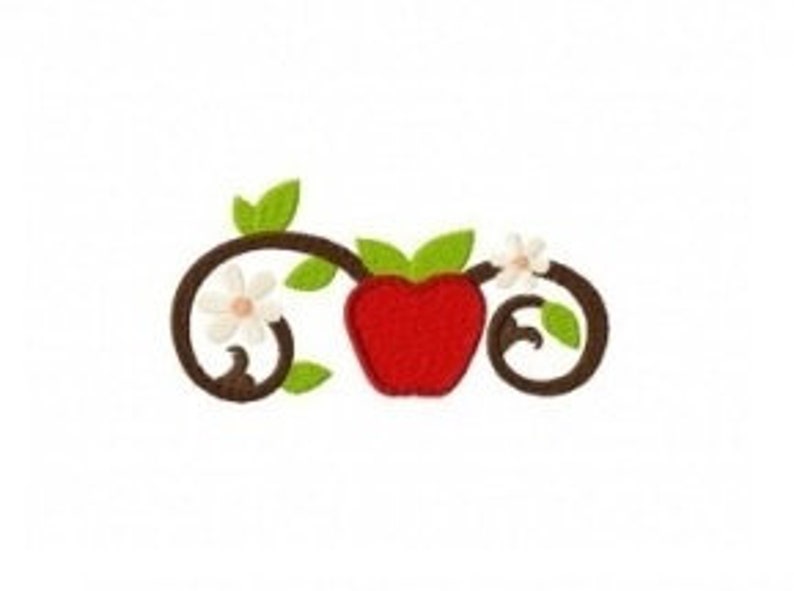 Apple branch machine embroidery design
