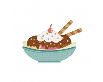 Ice cream icecream sundae machine embroidery design