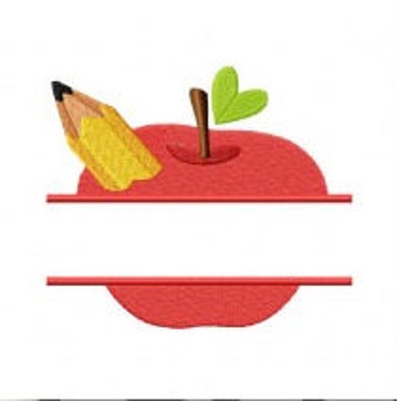 Apple Pencil School Name Machine Embroidery Design Etsy Apple Pencil School Name Machine Embroidery Design Etsy