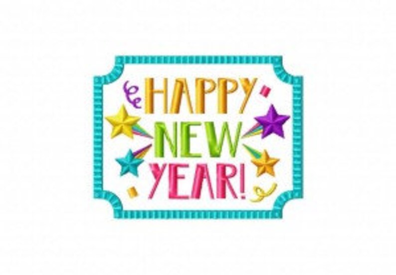 Happy New Year machine embroidery design | Etsy