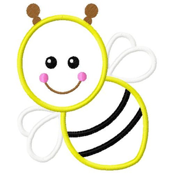 5x7 bee embroidery design bee applique design cute bee Etsy