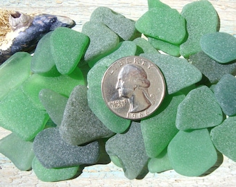 Green Sea Glass, 30 pcs - Bulk Sea Glass - Craft SG - Sea Glass Art Supplies - Authentic - Surf Tumbled
