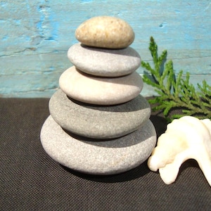 Zen Stones, 5 - Stacking Stones - Cairn Stones - Meditation - Balancing Stones - Natural Stone Sculpture - ZS521
