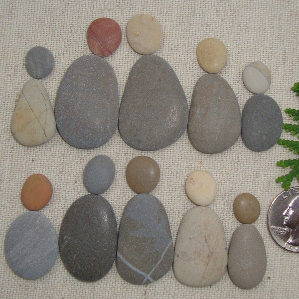 Pebble People - DIY Pebble Art Picture - Pebble Art Supplies - Natural Sea Stones - 10 Piccole Figure Umane - P58