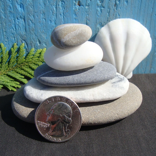 Zen Stones, 5 - Stacking Stones - Natural Stone Sculpture - Cairn Stones - Genuine Sea Pebbles - Meditation - Large Zen Stones - ZS520R