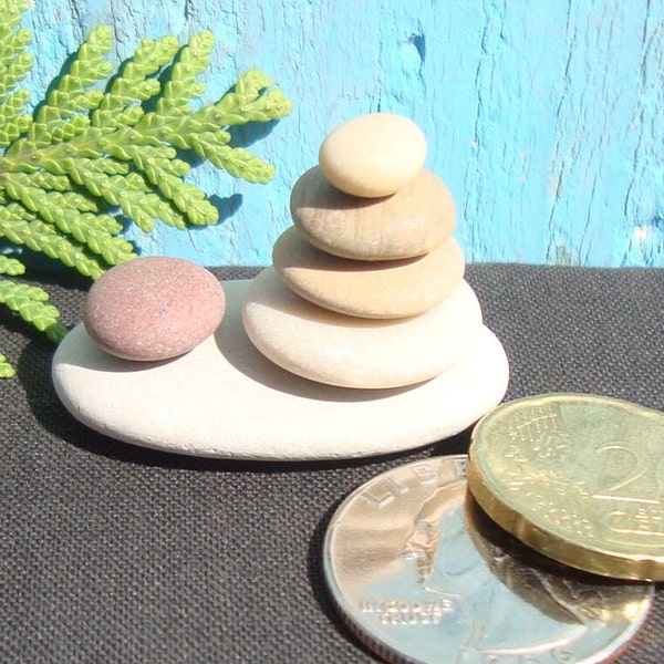 Mini Stacks - Zen Stones, 6 - Natural Stone Sculpture - Stacking Stones - Cairn Stones - Sea Pebbles - Meditation - Zen Stones - ZS626M