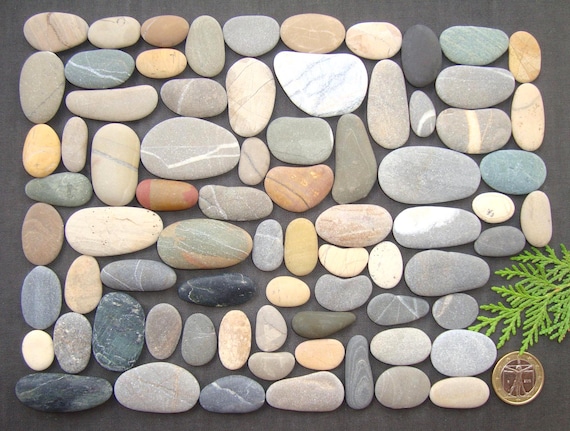 Oblong Sea Pebbles - Large Lot - Unique Batch - Pebble Art Supplies - Mosaic Supplies - Colorful - Quality - Italian Sea Stones - PX34L
