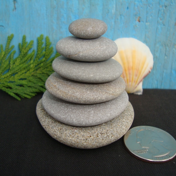 Zen Stones, 6 - Cairn Stones - Stacking Stones - Natural Stone Sculpture - Sea Pebbles - Balancing Stones - Meditation - ZS625