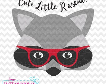¡Cute Little Rascal! -Lindas gafas usar mapache SVG cortan archivo PNG + DXF para el camafeo de silueta, Cricut etc..