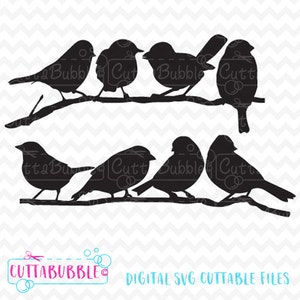 Birds on a Branch - SVG Schnittdatei + PNG +DXF für Silhouette Kamee, Cricut etc.