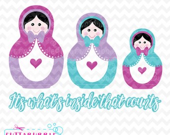 Nesting dolls, muñecas rusas - SVG cortan archivo PNG + DXF para el camafeo de silueta, Cricut etc..